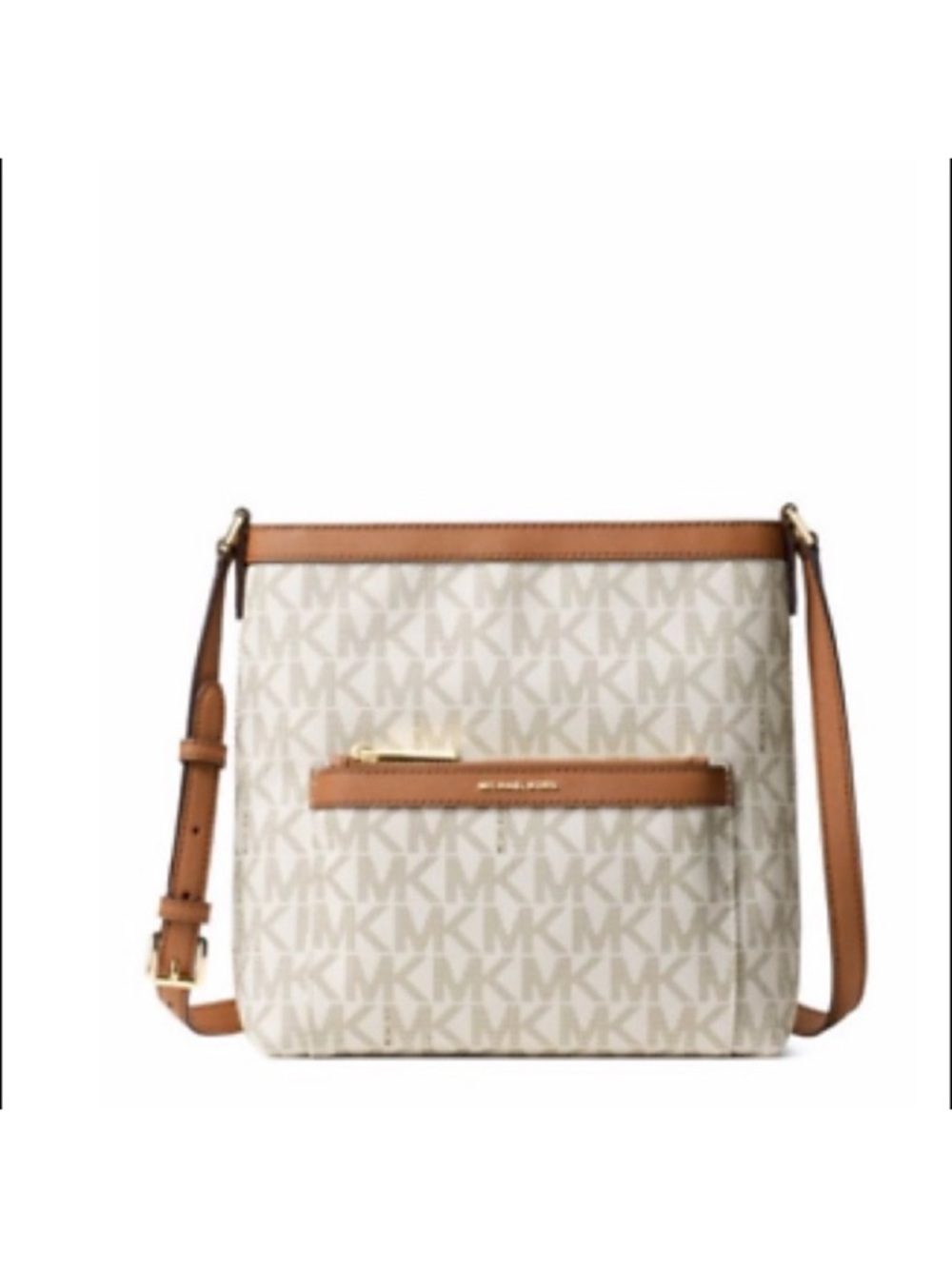 NWOT pristine , Michael Kors Morgan medium vanillas/ acorn scheme Messenger bag